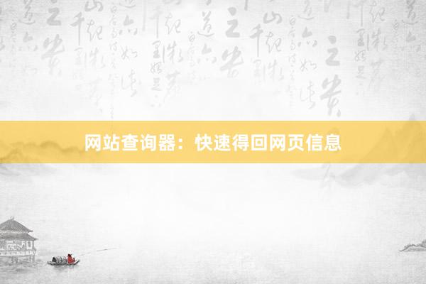 网站查询器：快速得回网页信息